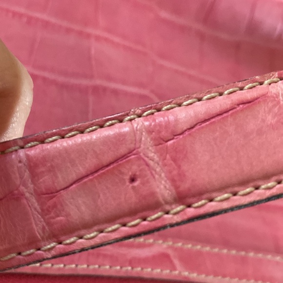 Dooney & Bourke Double Front Pocket Nile Collection Croc Embossed Pink Handbag - Picture 15 of 15